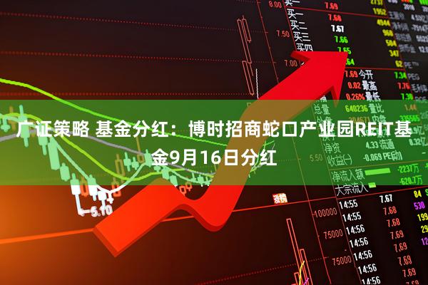 广证策略 基金分红：博时招商蛇口产业园REIT基金9月16日分红